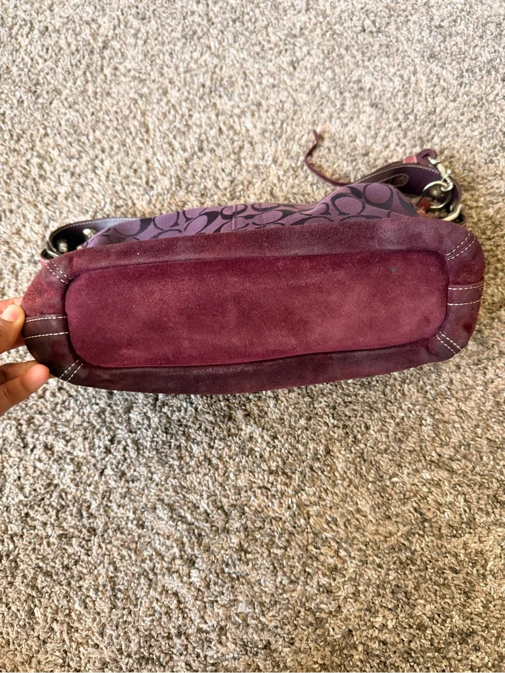 Coach Plum Signature Jacquard Shoulder Bag with Tassel